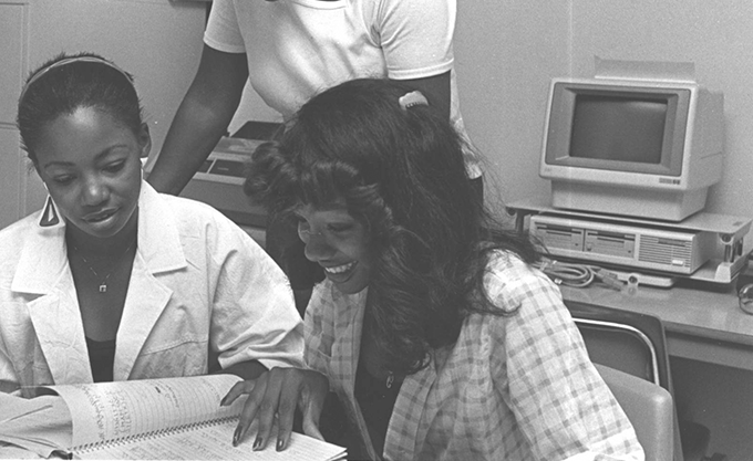 1970 young women in class