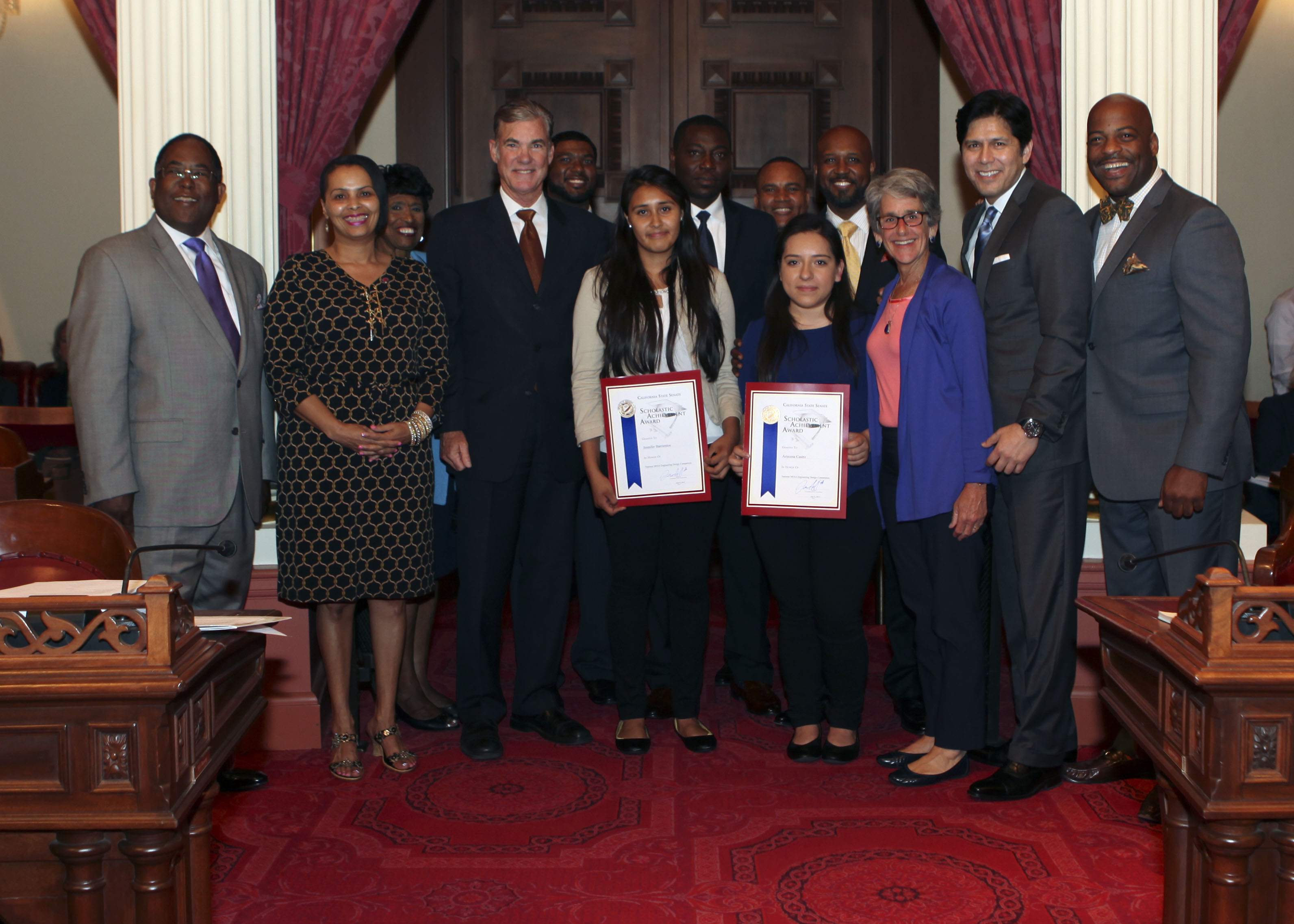 students on California Senate floor
