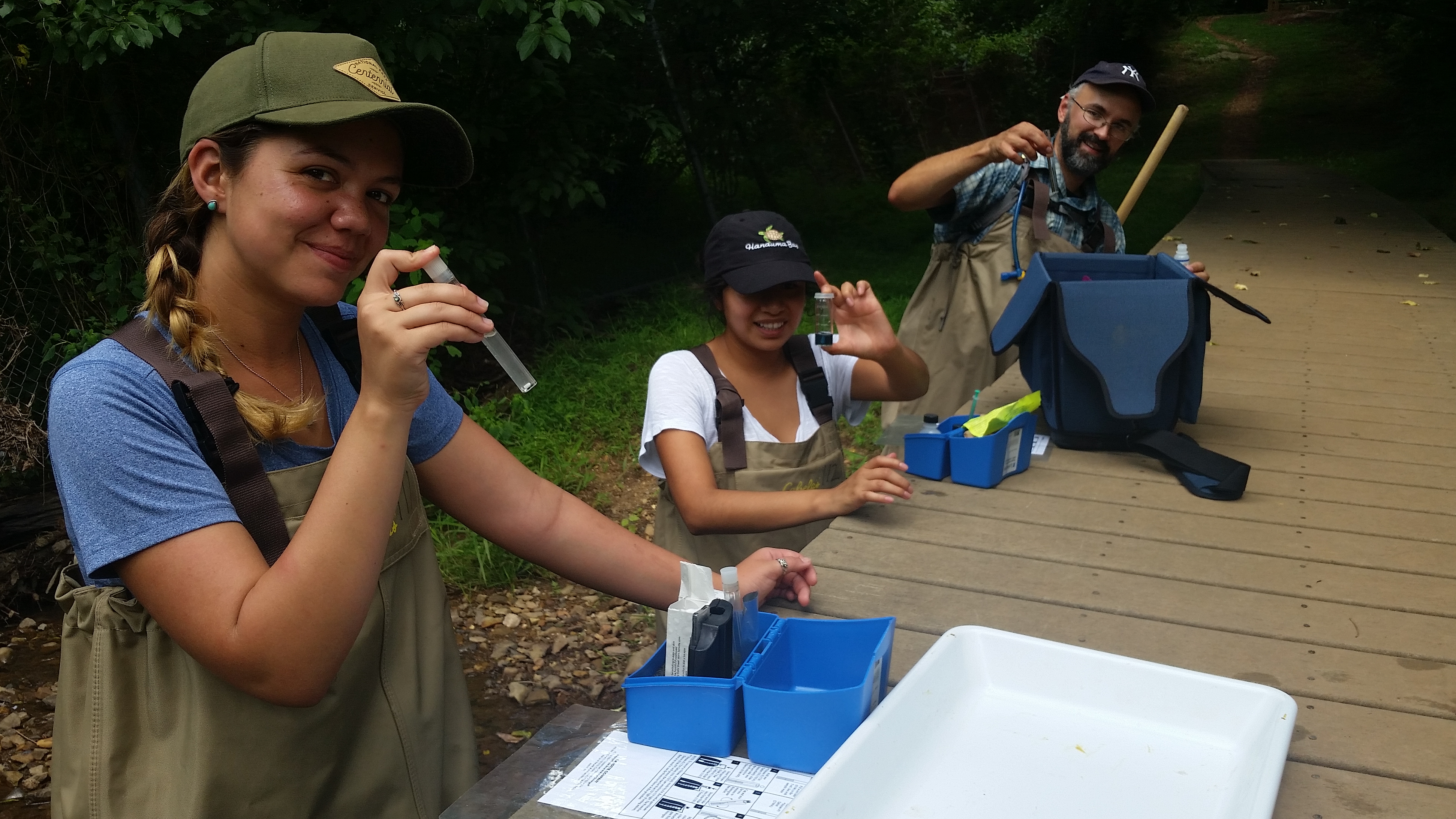 students taking water samples