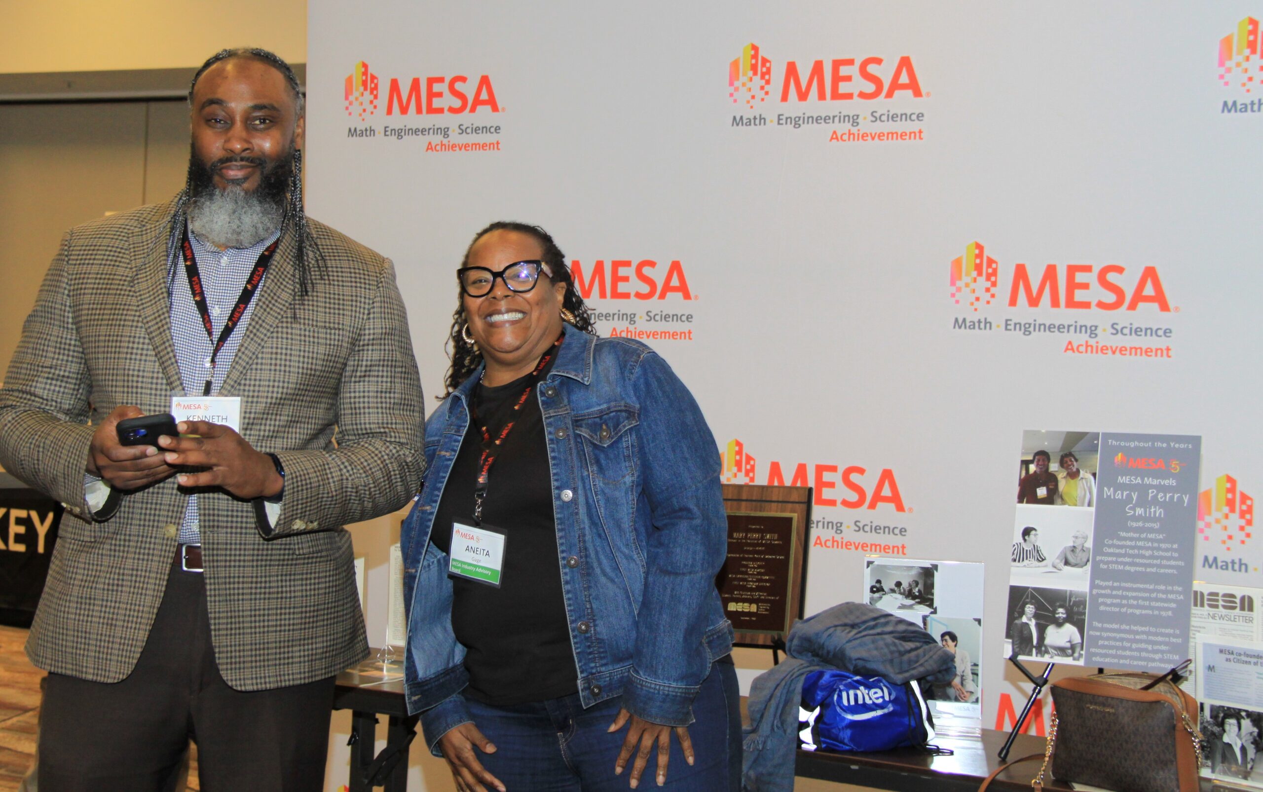 two MESA board members smiling for a photo